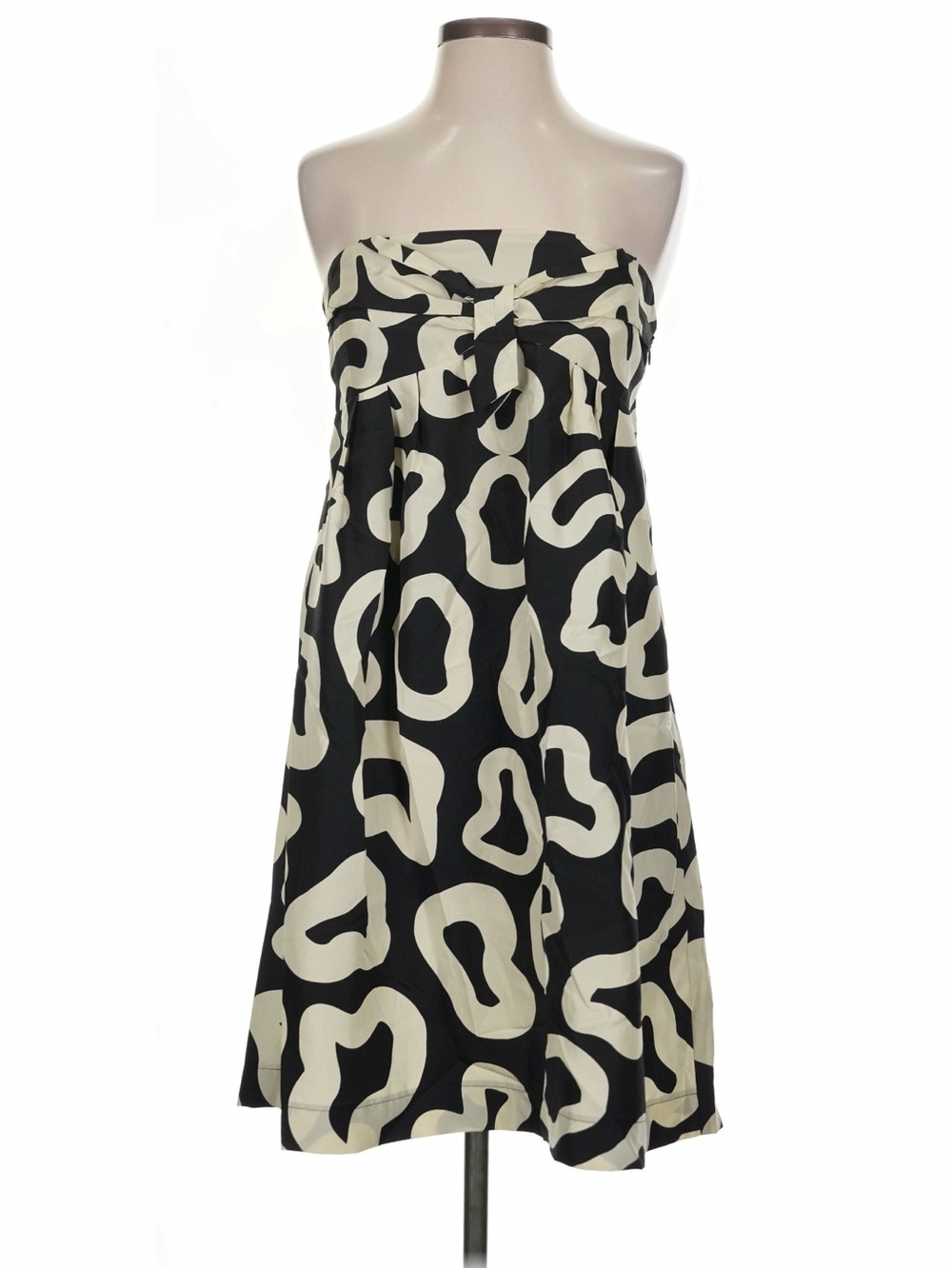 See by Chloé Silk Strapless Dress Size 42 US 6 Black Ivory Abstract Print NWT